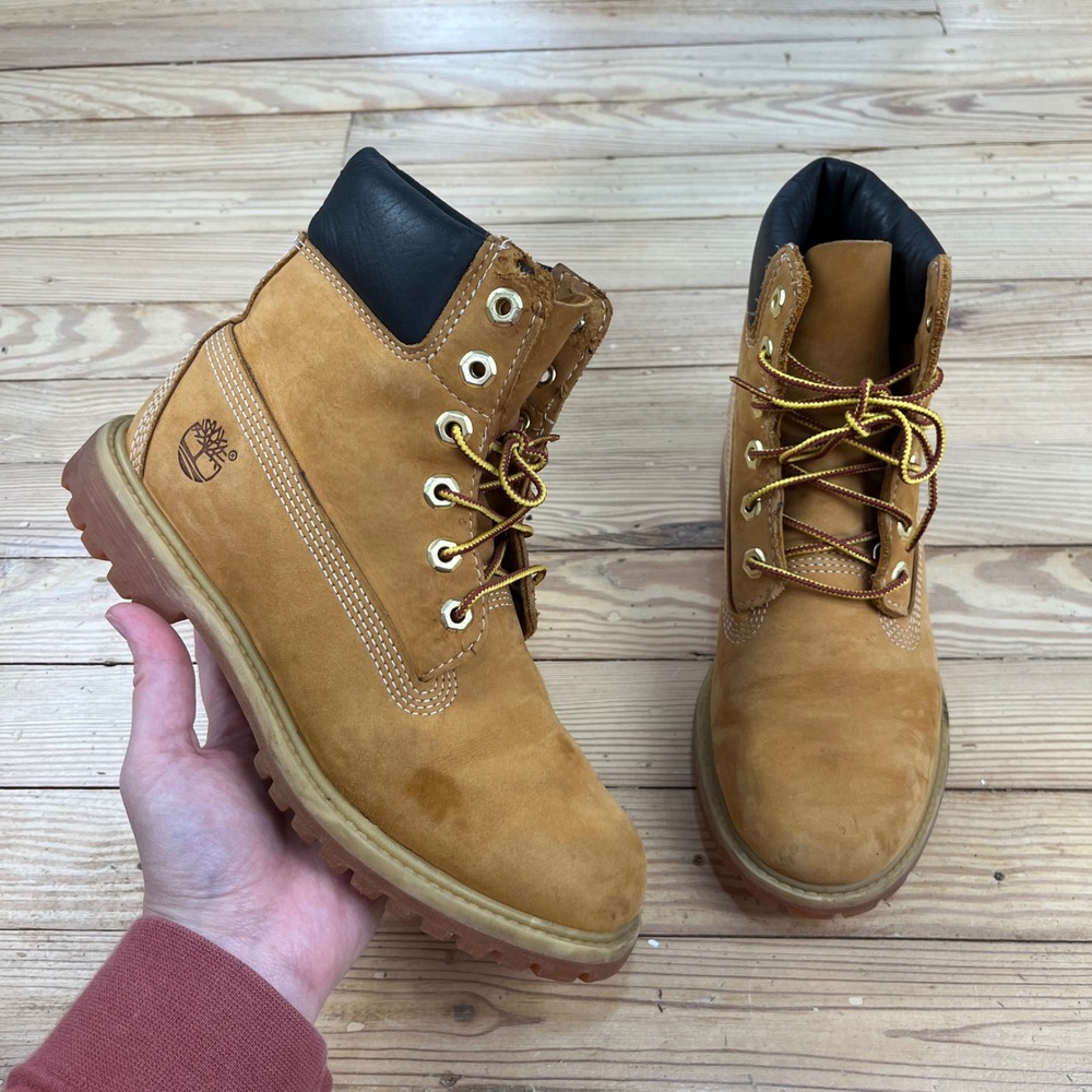 Timberland 6 Inch Premium Waterproof Boots Wheat Tan Nubuck 10361 womens 7.5